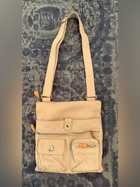 Roots Venetian Village Crossbody Bag in Neutral Pebbled Leather